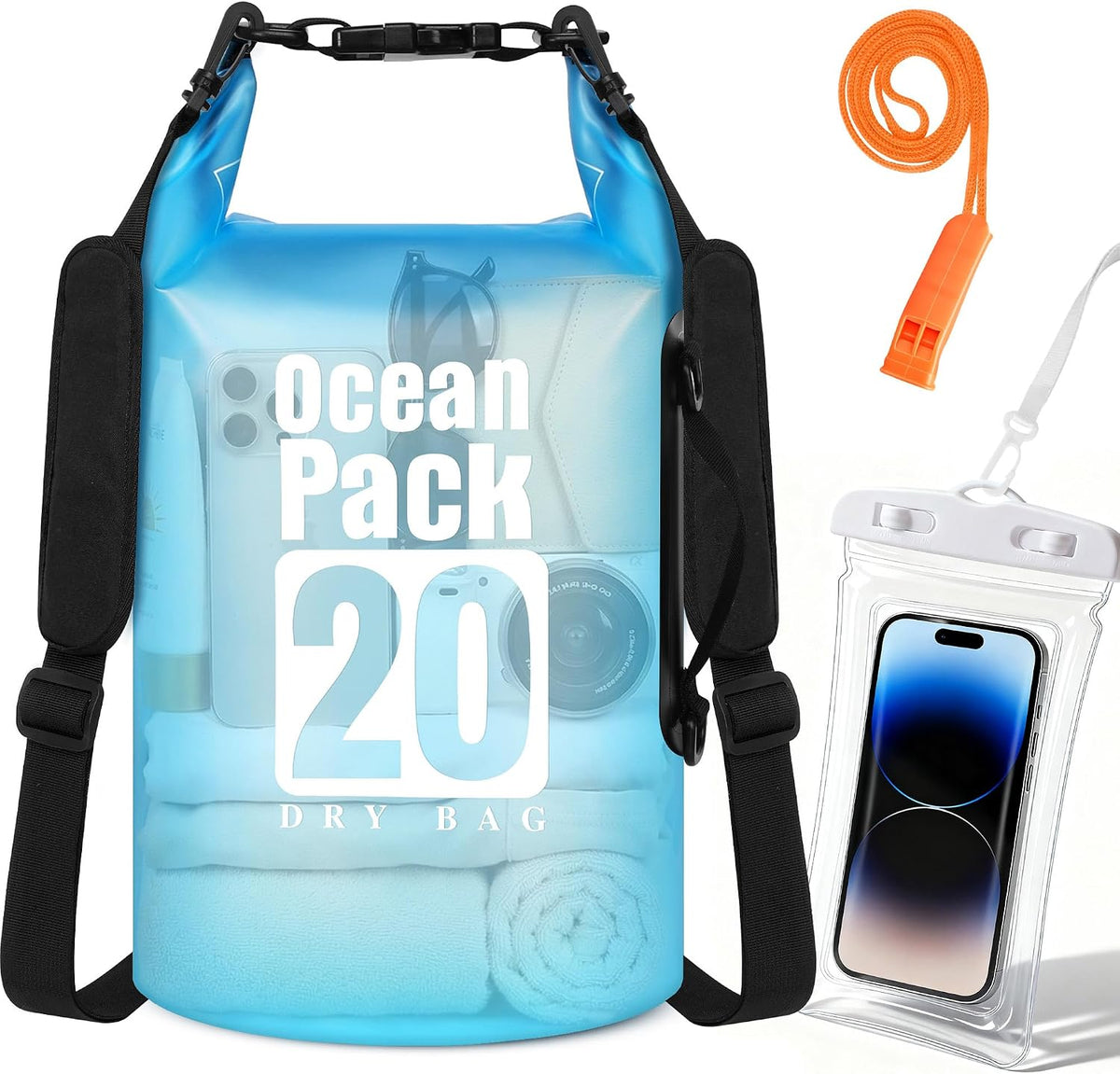 TILYMOL Waterproof Dry Bag Backpack for Kayaking, paddle boarding - 20L