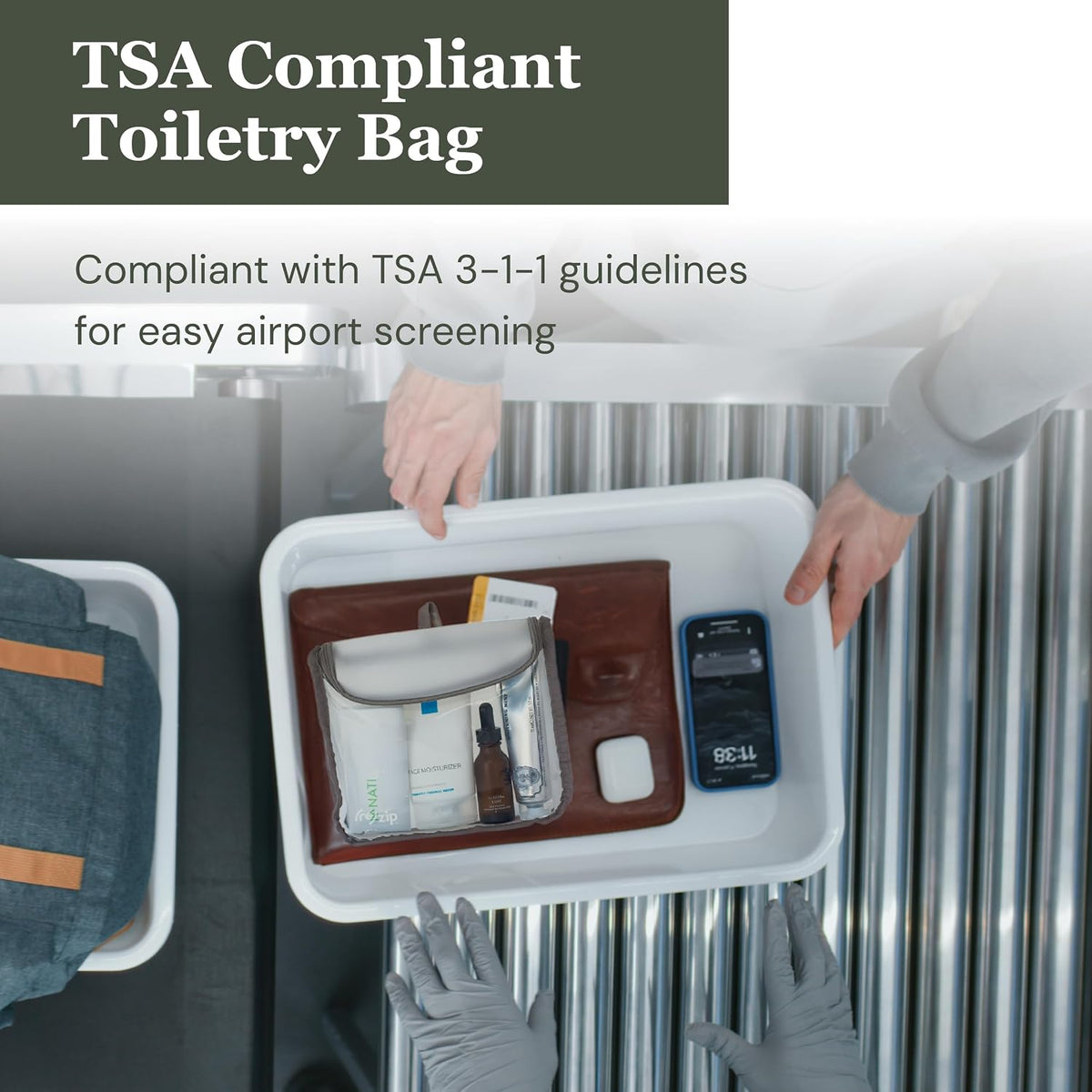 (re)zip Clear Quart Travel Toiletry & Cosmetic Bag, TSA Compliant - Gray