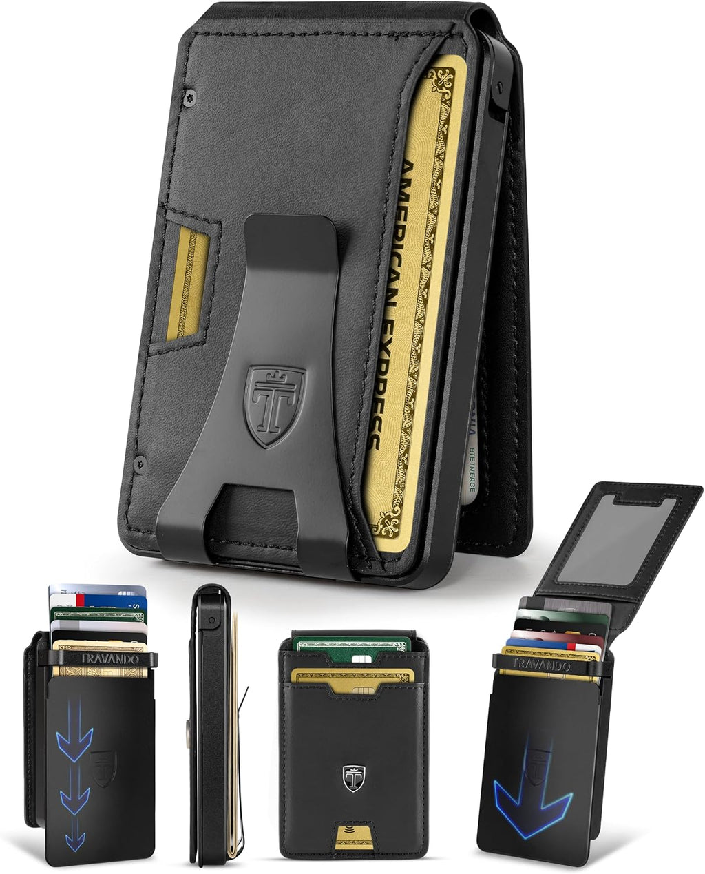 SLYDE Pop Up Wallet with Money Clip - RFID Safe Card Holder for 10 Cards