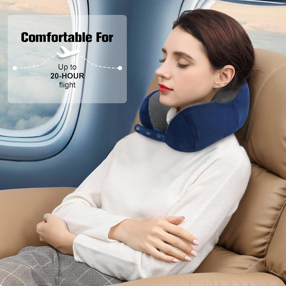 Cirorld Neck Pillow for Traveling, Travel Pillows for Airplanes Blue