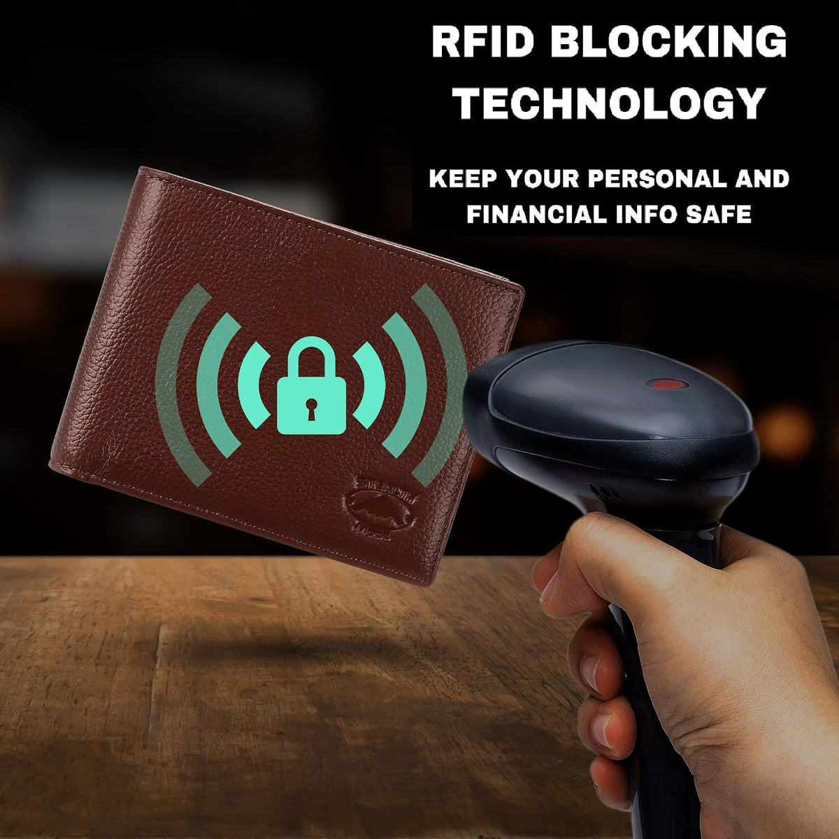 Stealth Mode Leather Bifold Wallet for Men with ID Window and RFID Blocking