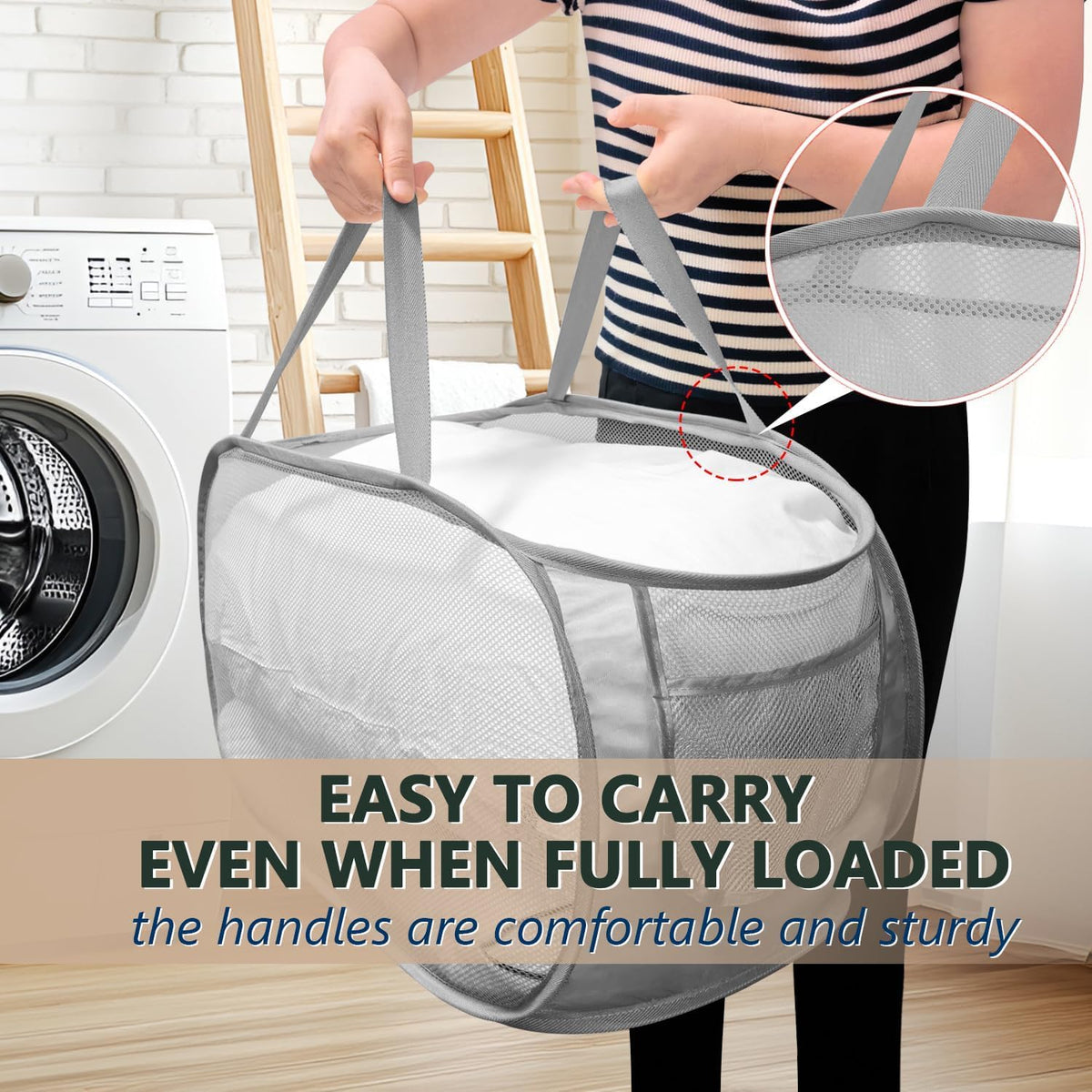 Collapsible Laundry Hamper Basket,Pop Up Mesh Divider Bag for Laundry Room