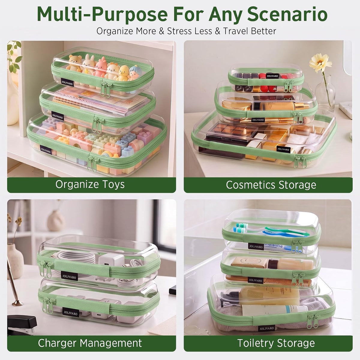 Clear Hard Shell Zipper Case Makeup Storage Organizer Pouches TSA Approved