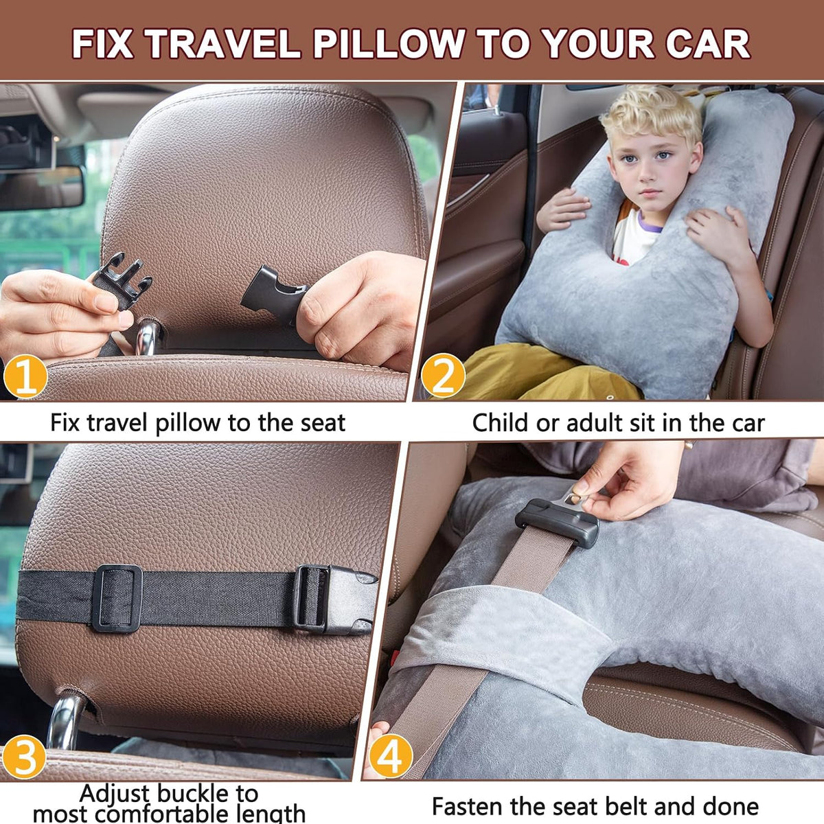 1 MIDDLE ONE Car Pillow for Kids, Memory Foam Cooling Travel Pillow for Car and Adults, Kids Car Pillows for Sleeping on Road Trip, Small Body Pillow for Kid (Cooling Blue)