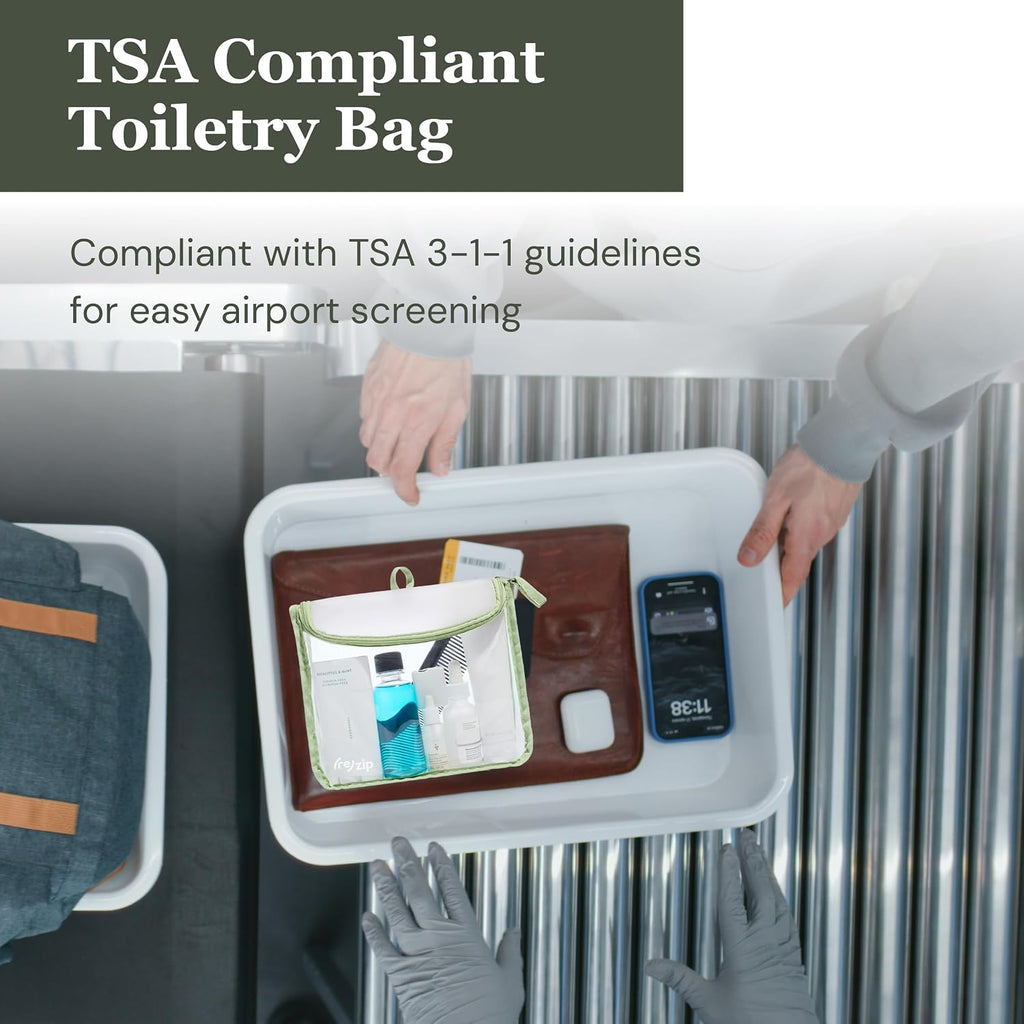 (re)zip Clear Quart Travel Toiletry & Cosmetic Bag, TSA Compliant - Sage