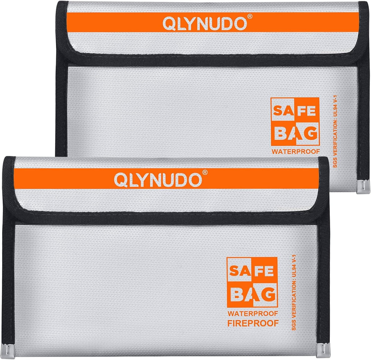 Small Fire Proof Travel Document Pouch, Birth Certificate Holder 2-Pack