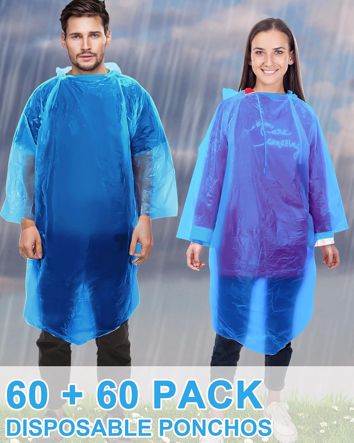 JaGely 120 Pack Disposable Rain Ponchos Bulk Adult Travel Gear