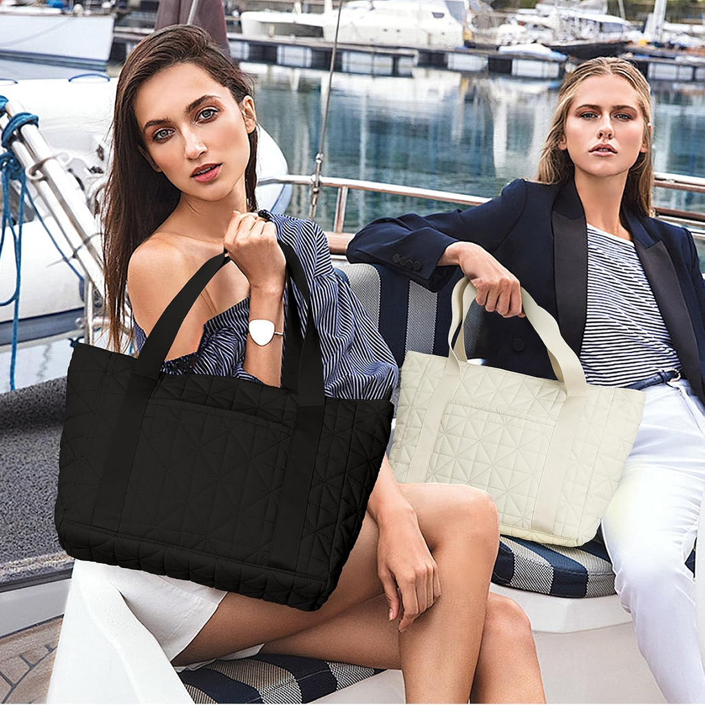 REVOTRA Tote Bag for Women, Puffer Work bag with Zipper, Quilted tote bag, Magnetic Pocket, Purse for Travel, Gym, College