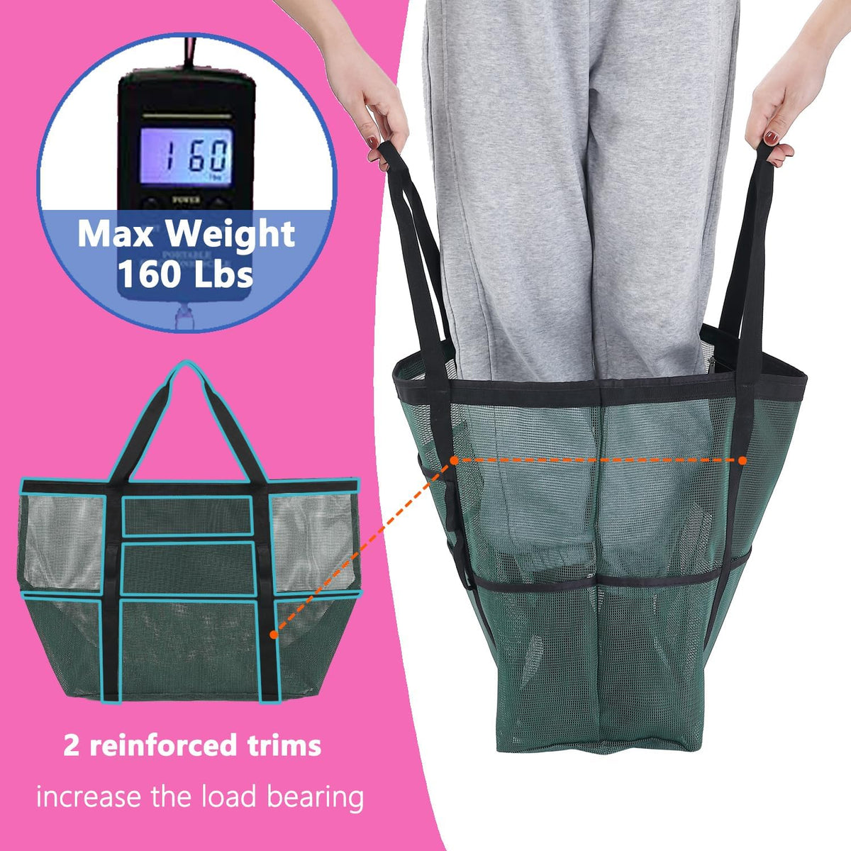 Fammart Large Mesh Beach Bag for Women, Oversized Beach tote Swim Pool Bag