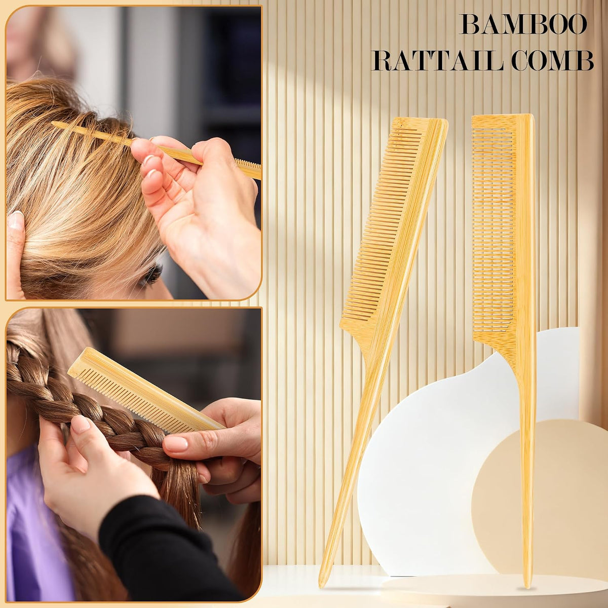 BFWood Bamboo Hair Brush Set, Wooden Detangling Hairbrush for Travel
