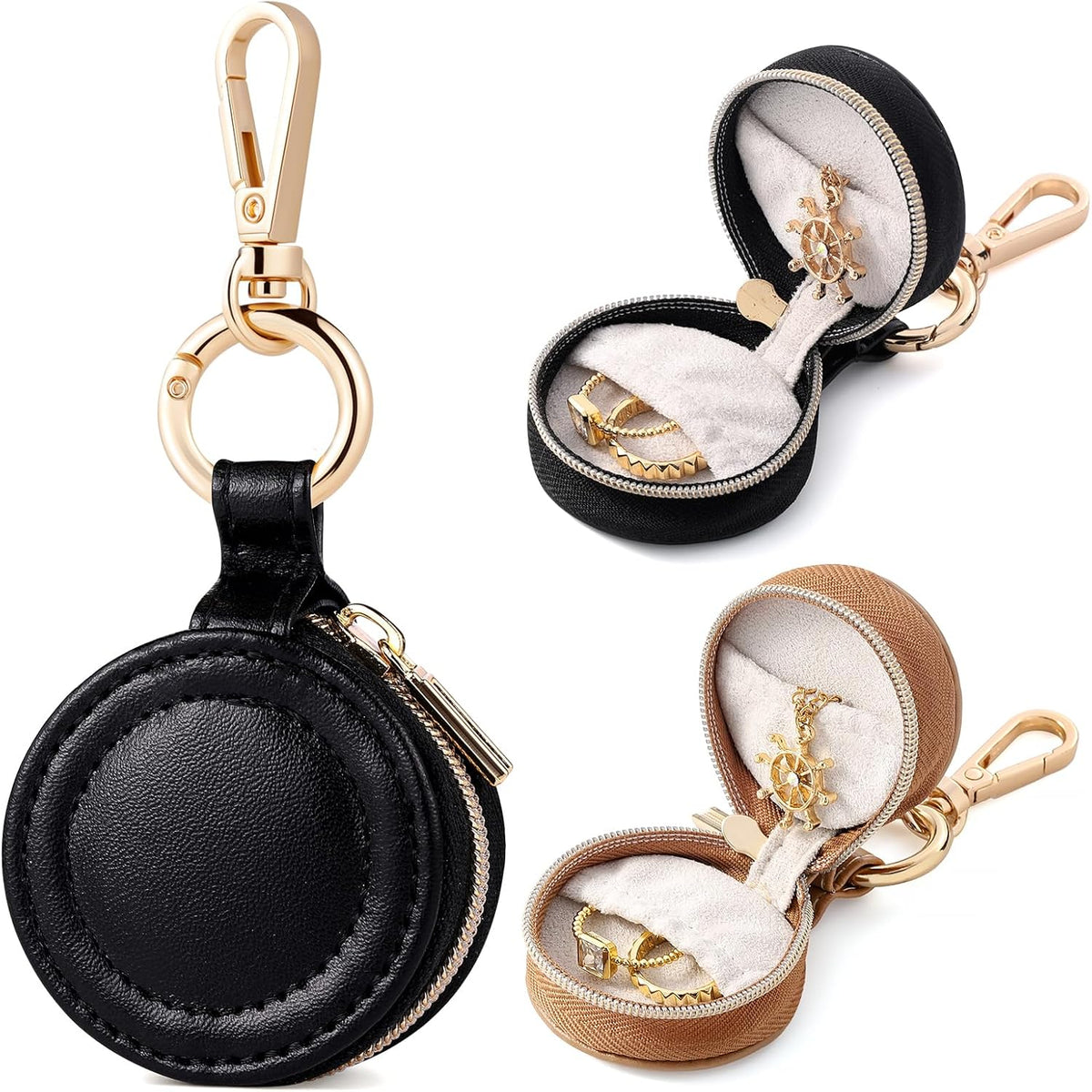 2 Pcs Portable Jewelry Ring Holder Boxs with Keychain