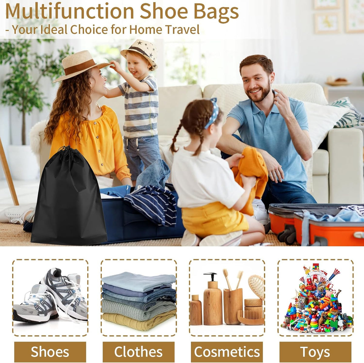 20 Pack Shoe Bags for Travel, BlackTravel Shoe Bags for Packing Waterproof