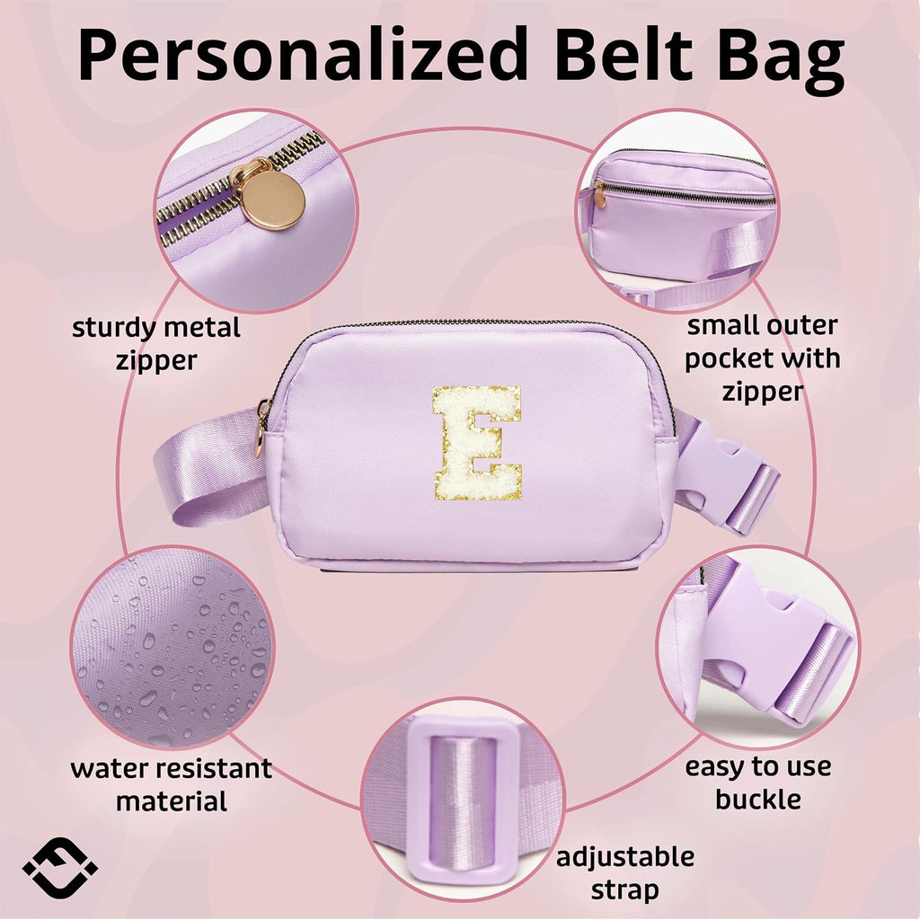 Kids Fanny Pack for Girls Initial Crossbody Belt Bag - Lavender: Letter Y