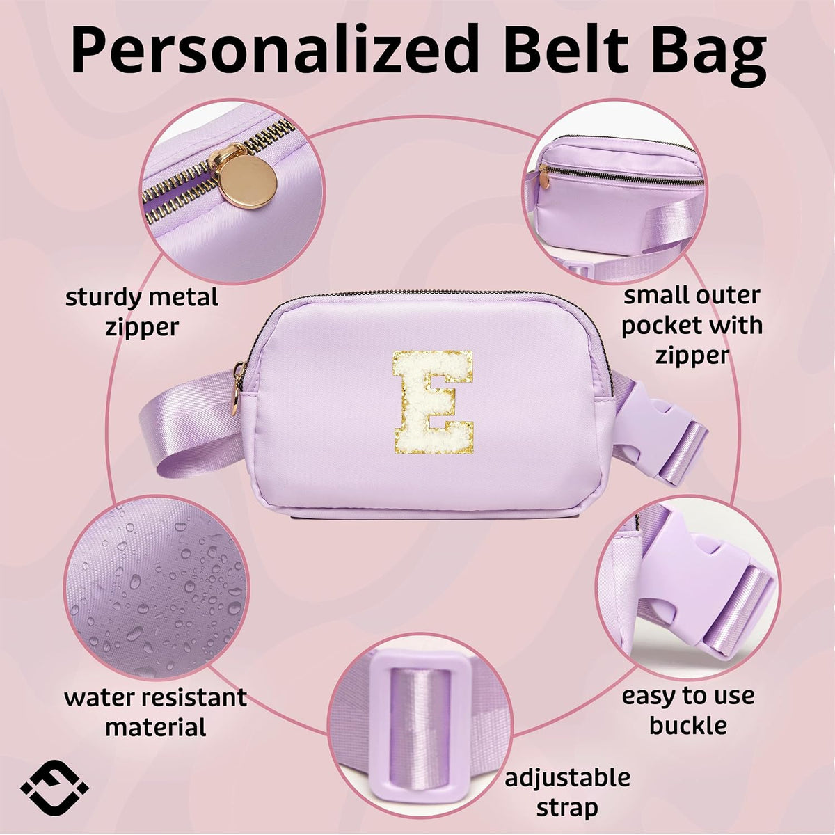 Kids Fanny Pack for Girls Initial Crossbody Belt Bag - Lavender: Letter Y
