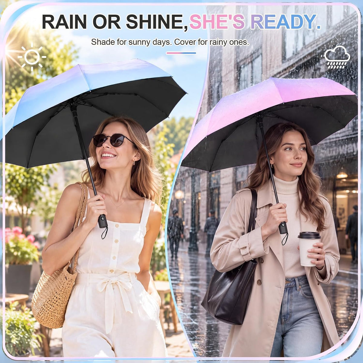 Jexine Windproof Travel Umbrella Compact Small