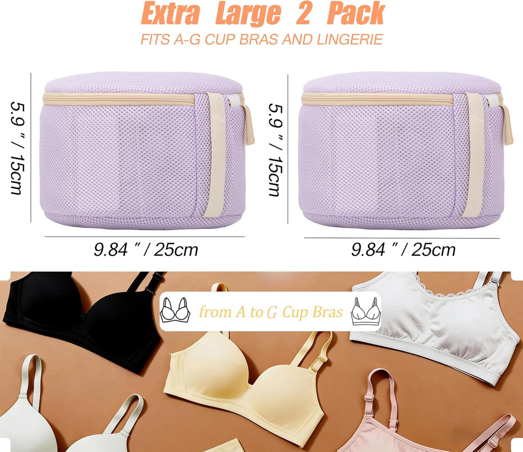 Bra Washing Bag for Delicates, Shape-Retaining, 2 Pack Lingerie Laundry Bag