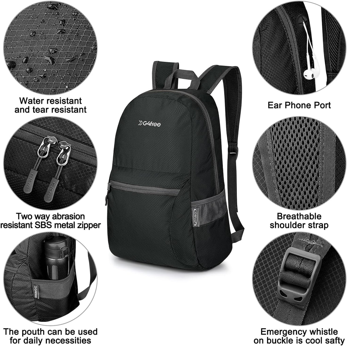G4Free 30L Packable Travel Hiking Backpack for Men Women