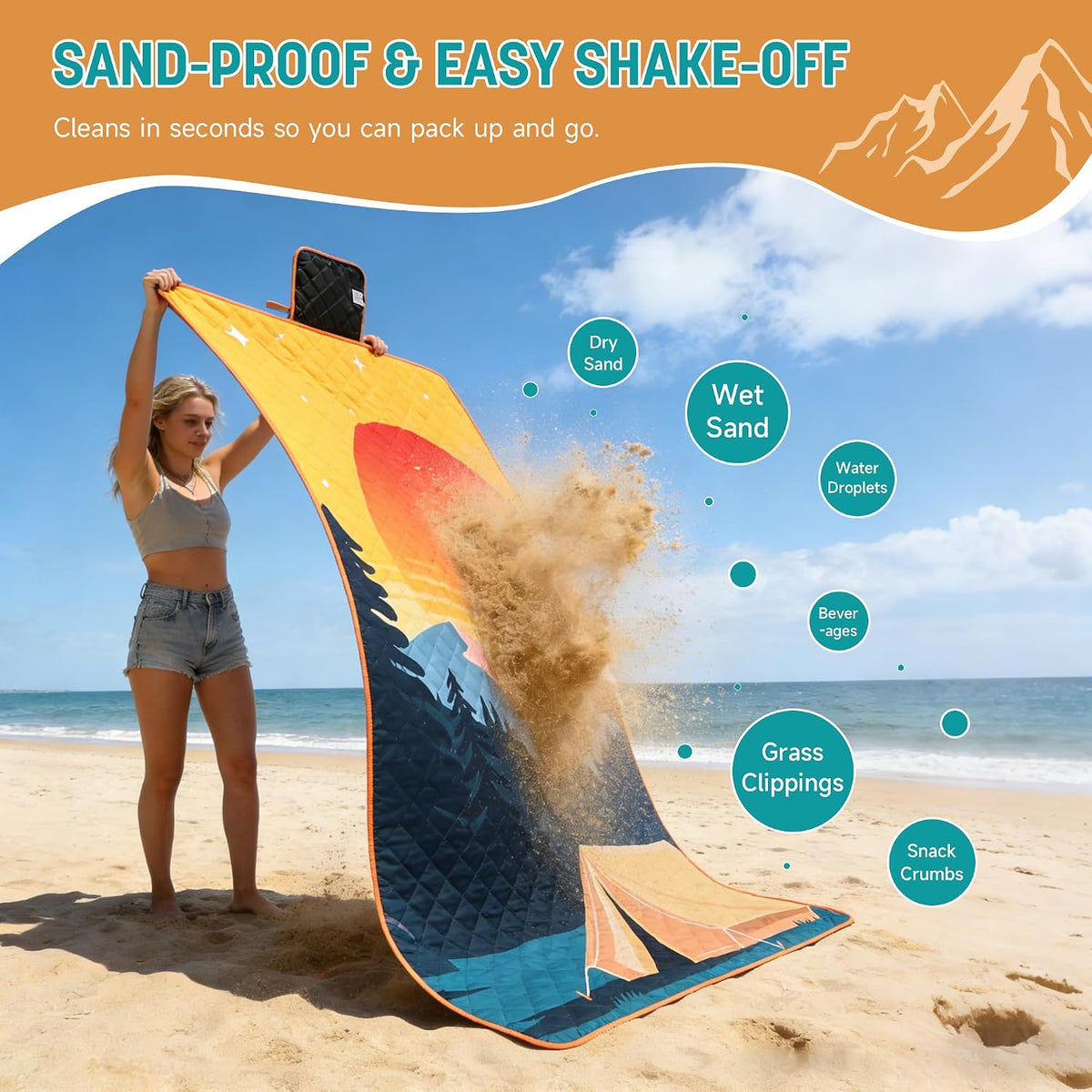 Catalonia Waterproof Picnic Blanket, Extra Large 70 x 80 Inch Outdoor Mat