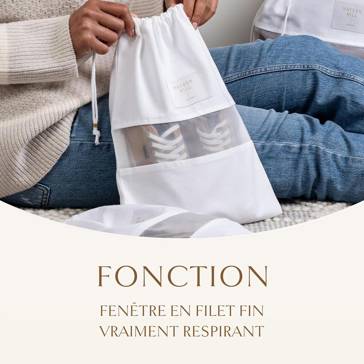 Hayden Hill Luxury Organic Cotton Dust Bags for Handbags Small 3 Pack