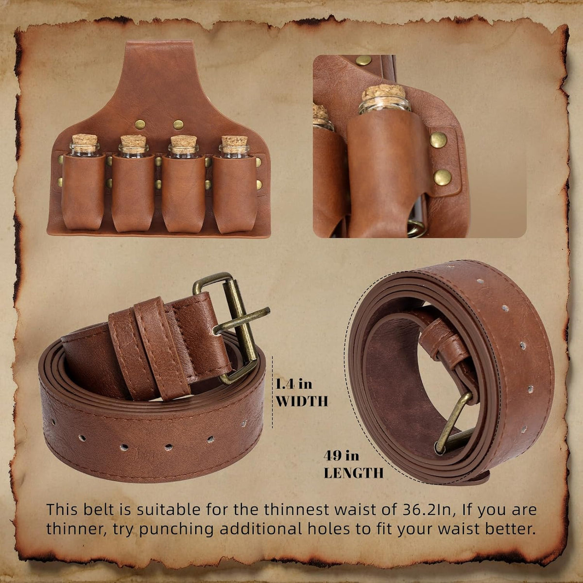 Renaissance Belt Pouch Medieval Pirate Costume Accessories Set for Cosplay