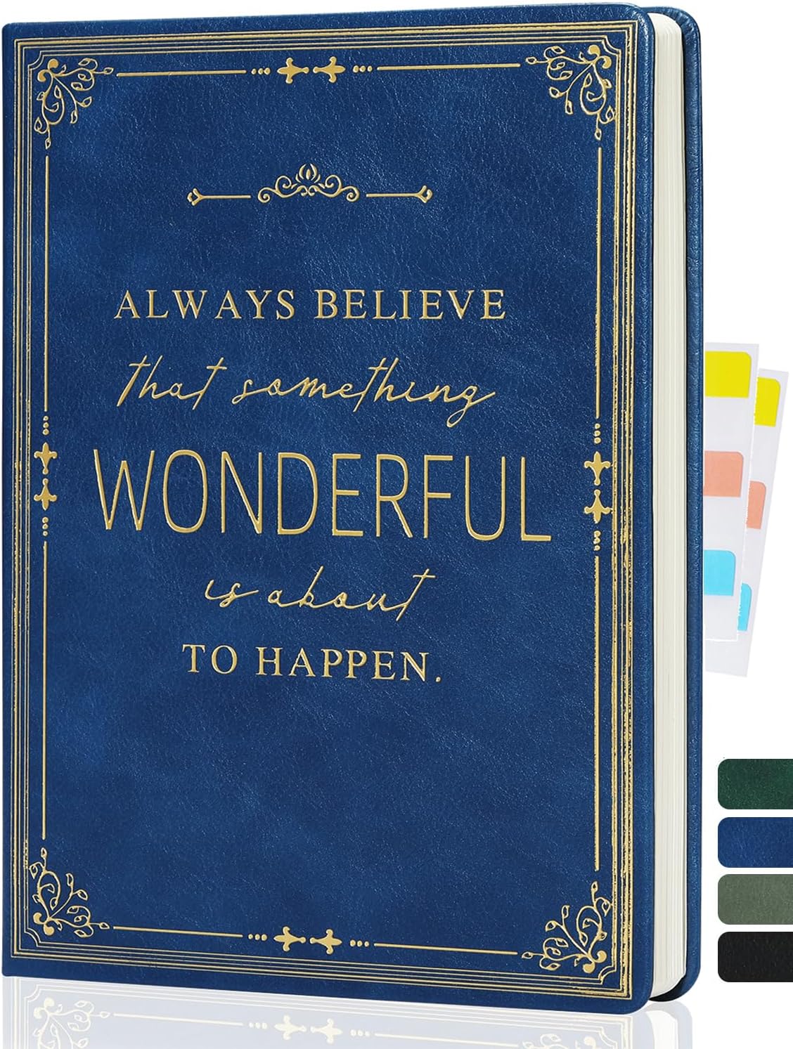 Lined Journal Notebook for Work With Sticky Dividers, 5.75'' X 8.6'' Blue Hardcover Notebook for Writing, 200 Pages Thick Travel Daily Journal, College Ruled Notebook for Women Men, School Supplies