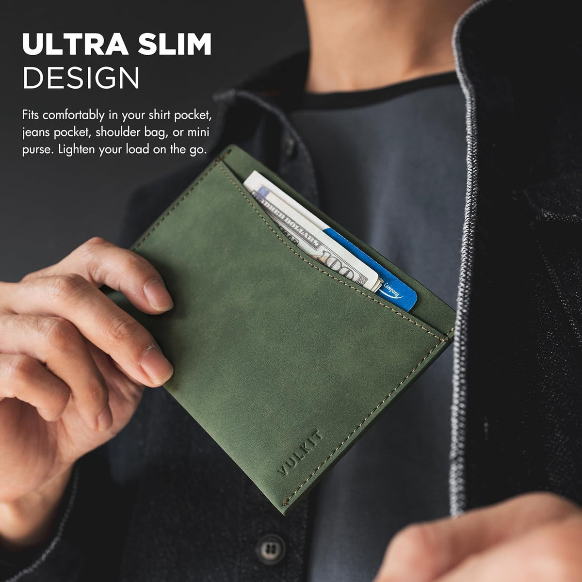VULKIT Passport Cover Ultra Slim Design Leather Passport Sleeve RFID Blocking with 2 Card Slots, Anti-Theft Travel Essentials