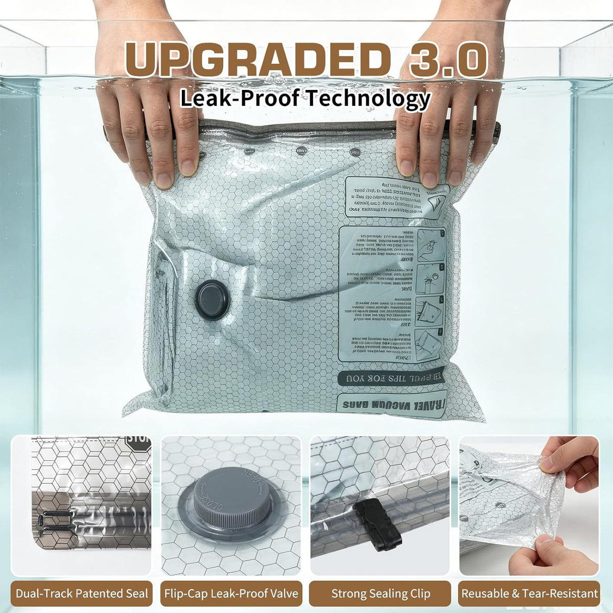 12 Pack Travel Vacuum Bags for Clothing with Rechargeable Wireless Air Pump, Space Saver Bags for Clothes, Compression Seal Packing Bags for Luggage Suitcase, Carry-on Size with Small Storage Pouch