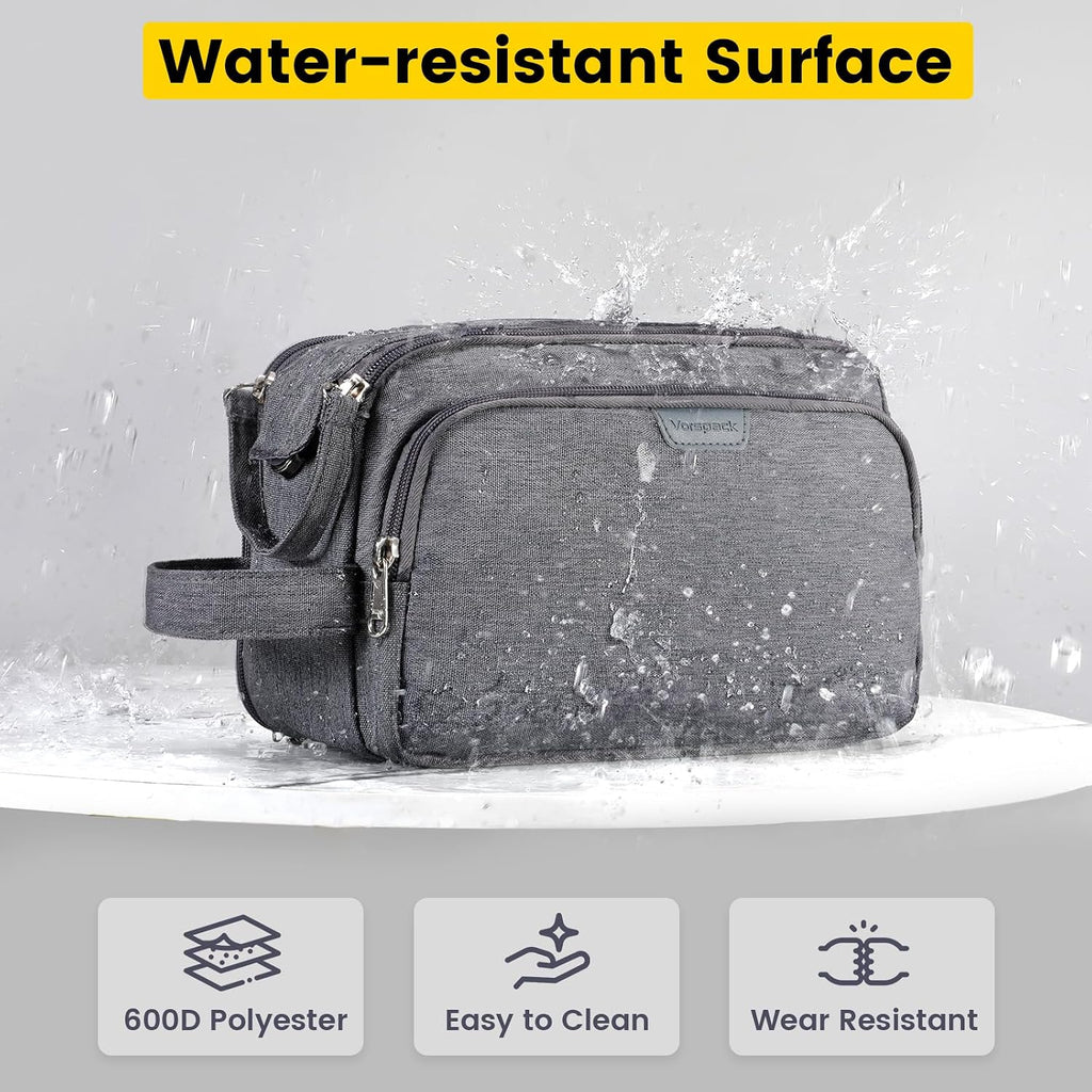 Vorspack Travel Toiletry Bag with Organized Compartment, Medium, Grey