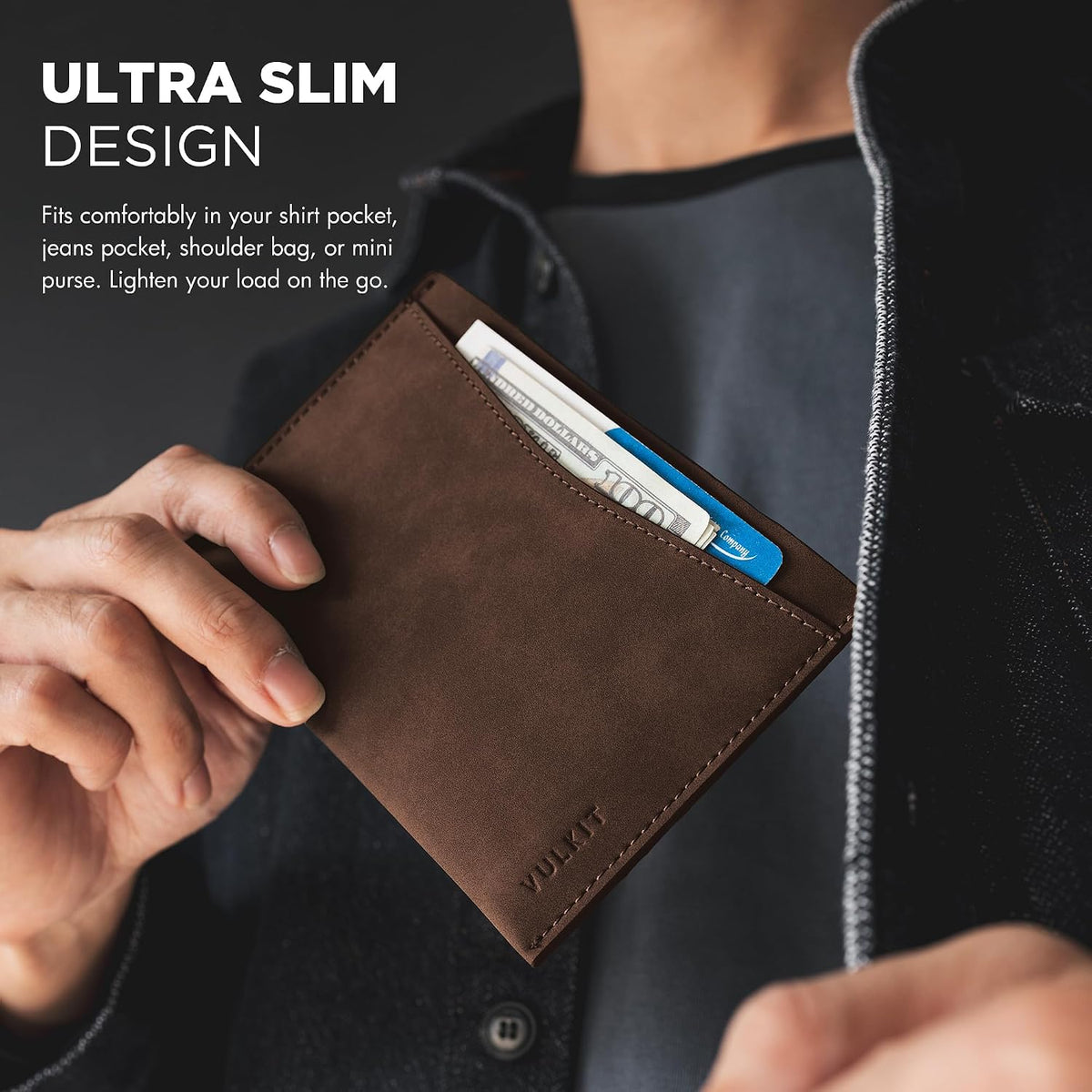 VULKIT Passport Cover Ultra Slim Design Leather Passport Sleeve RFID Blocking with 2 Card Slots, Anti-Theft Travel Essentials