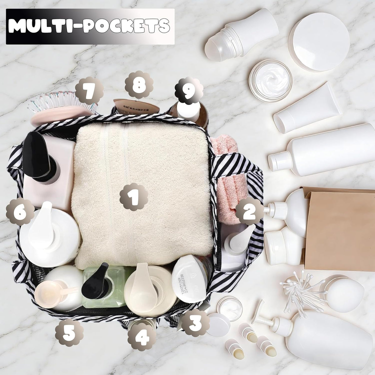 Mesh Shower Caddy Portable - 9 Pockets for College Dorm Room Essential