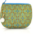 Handmade Rosary Pouch Women Coin Purse Silk Jewelry Bag Brocade Zipper Wallet - Yellow Aquamarine