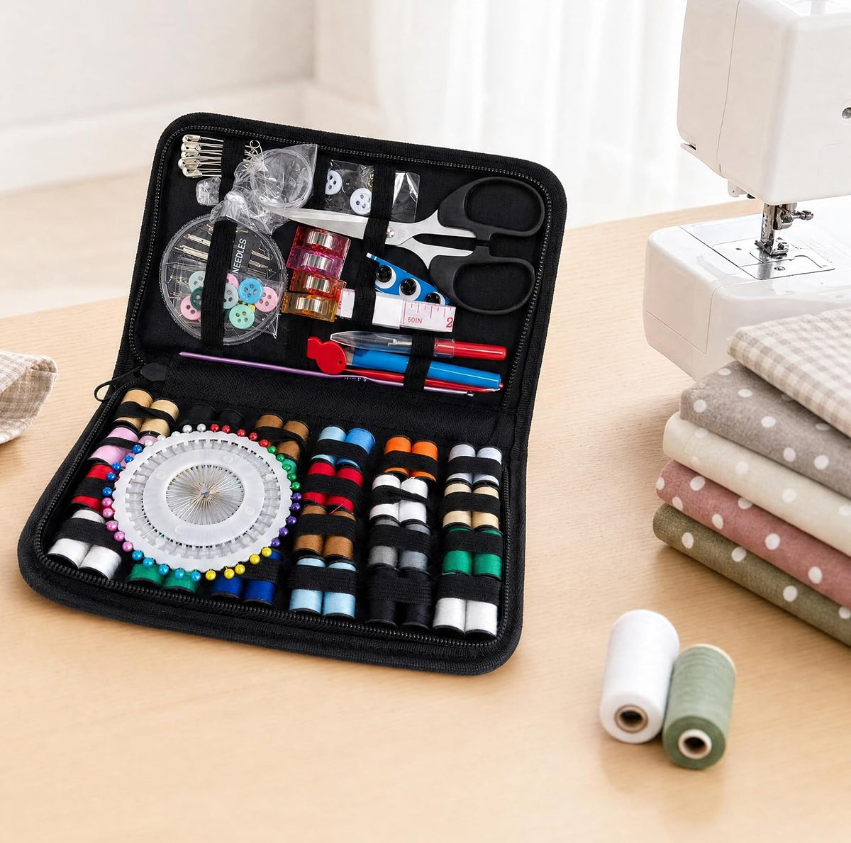 Gippome Mini Sewing Kit for Adults, 172pcs Portable Needle and Thread Kit