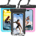 3 Pack Waterproof Phone Pouch IPX8 Universal Waterproof Case Dry Bag Phone Protector for iPhone 17/16/15/14 Pro Max Plus XS XR X8 Galaxy S25 S24 Pixel Up to 8.4"(Multicolor 3)