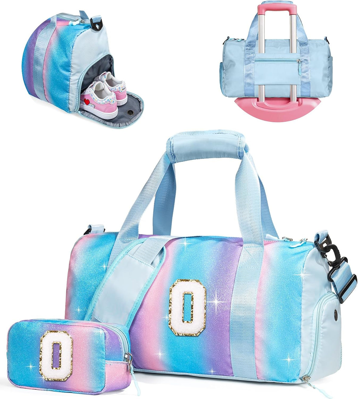 Girl Day Gifts-Girl Gym Bag with Shoe Compartment Girls Duffle Bag