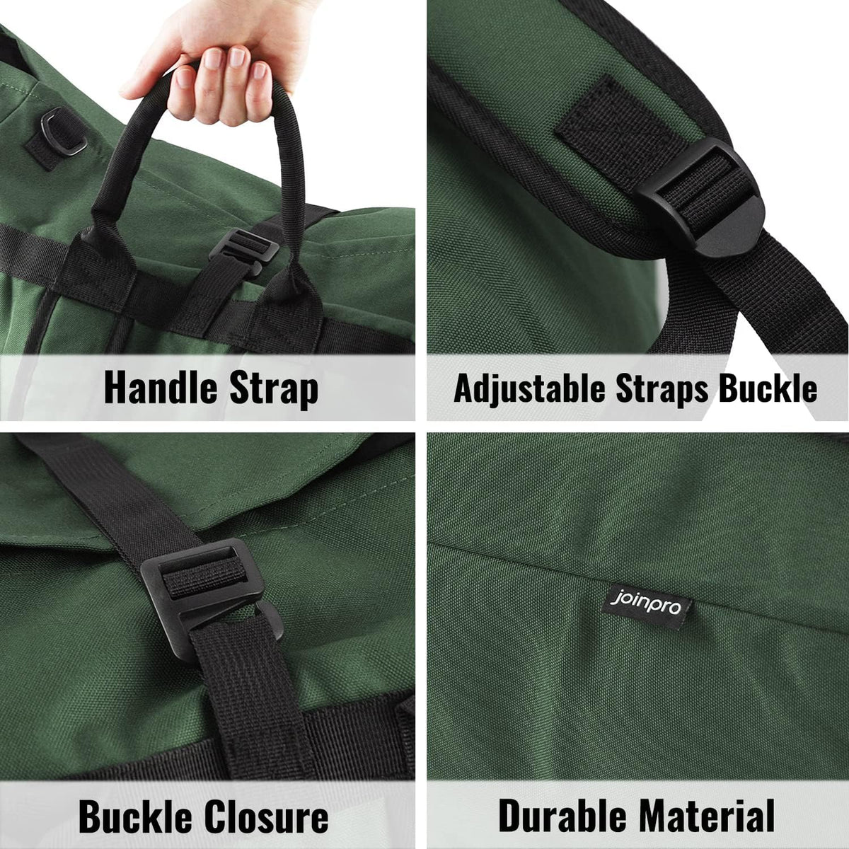 Laundry Bag Backpack 125L Extra Large, Heavy Duty 900D Coated Oxford Fabric, 3 Pockets Durable Travel Laundry Bags with Soft Padded Shoulder Straps for College Dorm, Apartment, Laundromat (Army Green)