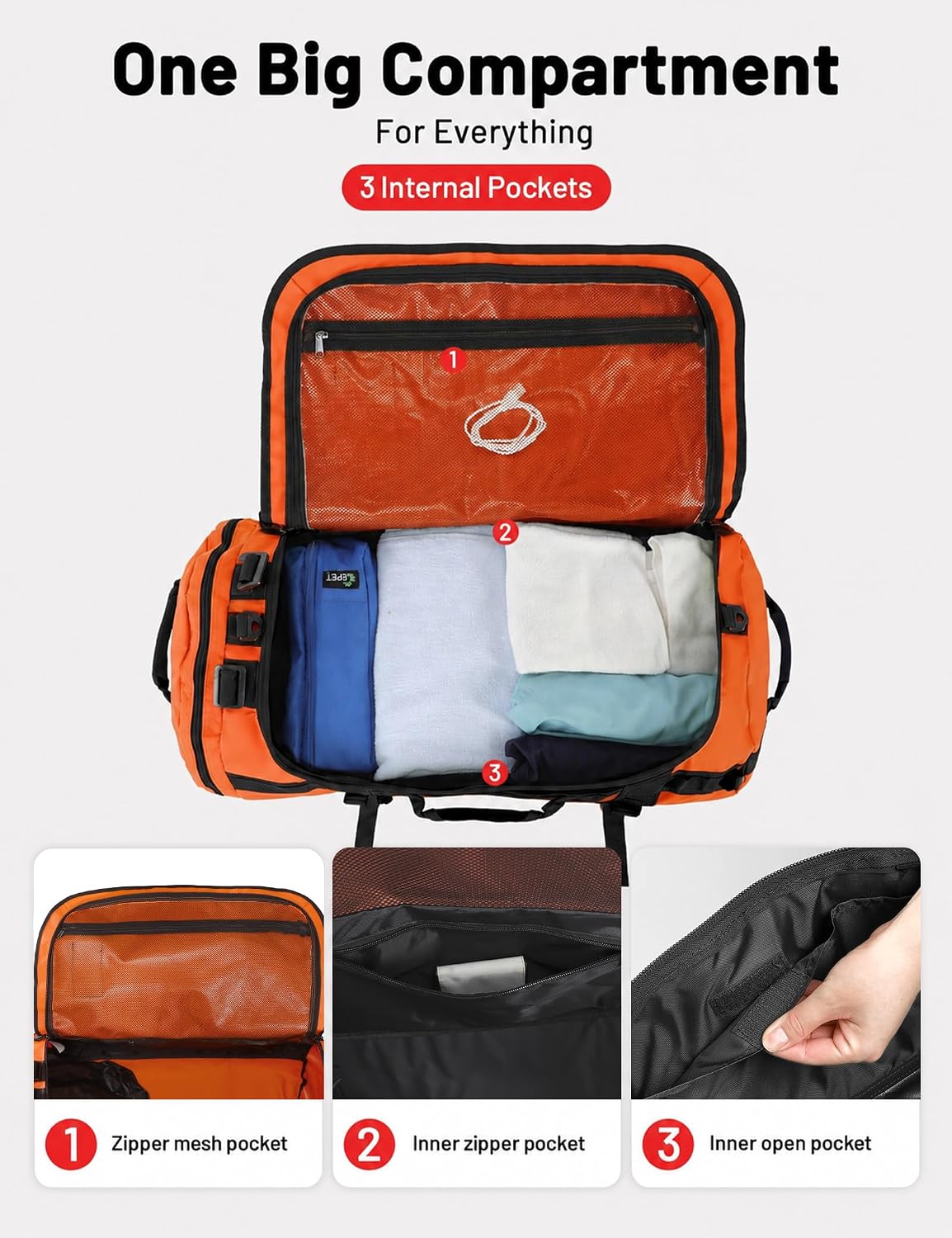 MIER Large Duffle Bag Backpack for Travel Camping Gym Sports, 45L/60L/90L