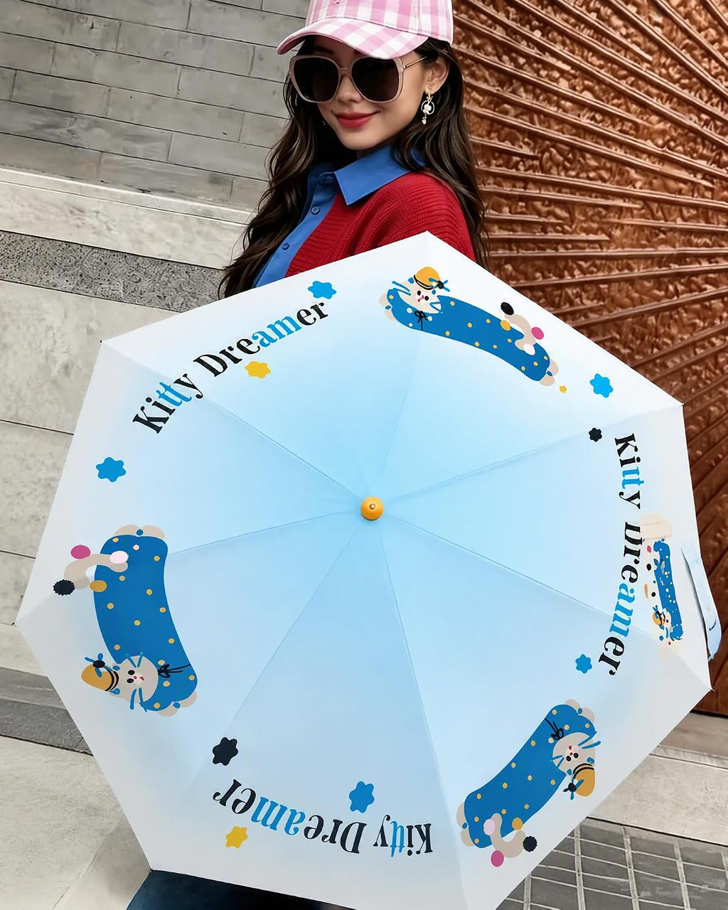 Cute Cartoon Umbrella, UPF 50+ Compact for Women