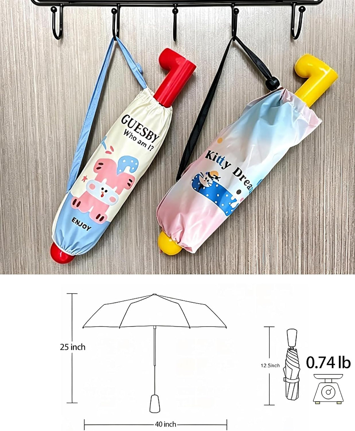 Cute Cartoon Umbrella, UPF 50+ Compact for Women