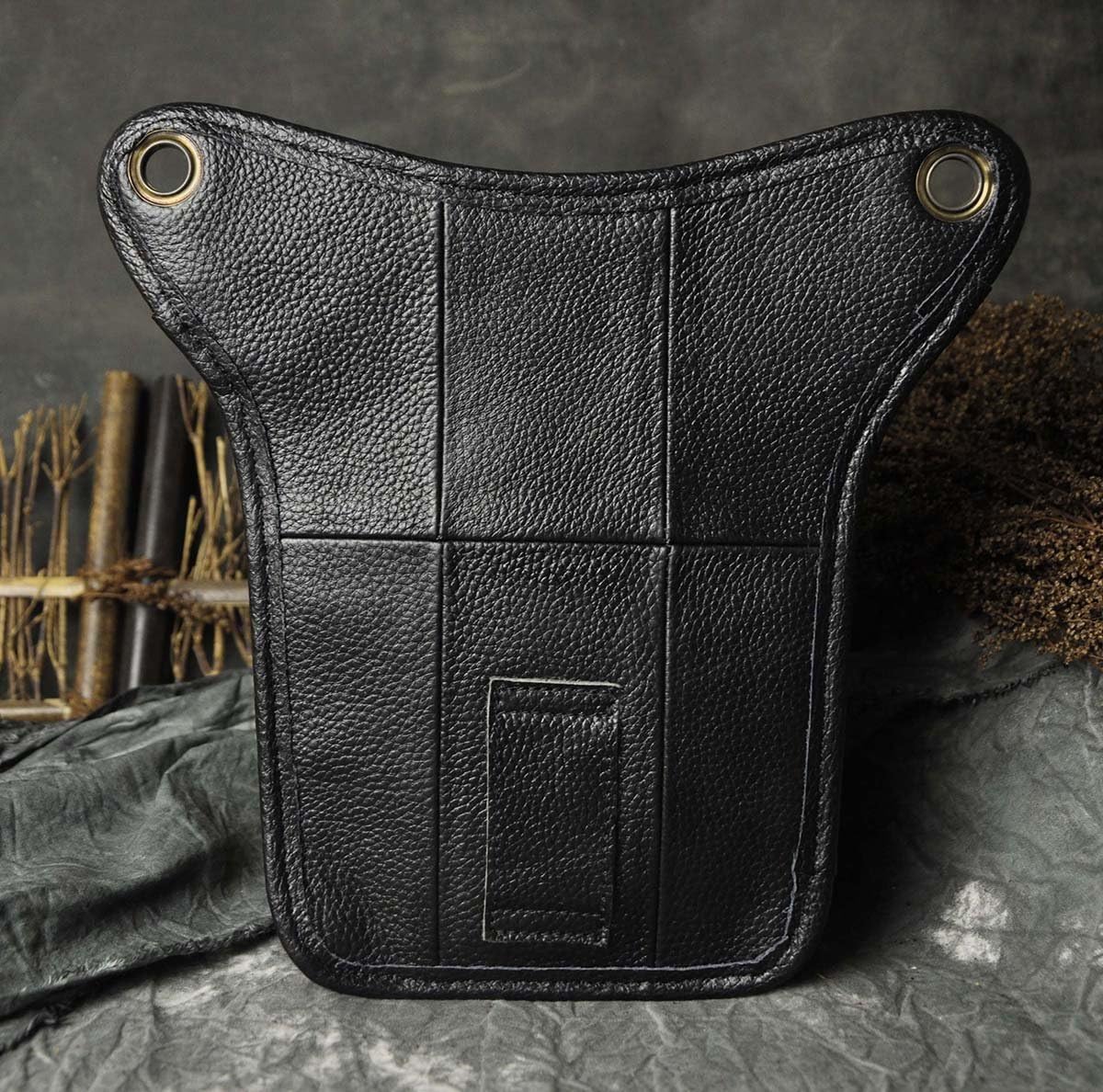 Le'aokuu Mens Genuine Leather Messenger Hiking Waist Hip Bum Pack Drop Leg Bag 211-3