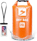 Soulsfeng Waterproof Dry Bag Backpack, Roll Top Floating Dry Storage Bag with Phone Case, Lightweight Dry Sack for Kayaking, Boating, Beach, Travel, Camping 20L, Orange