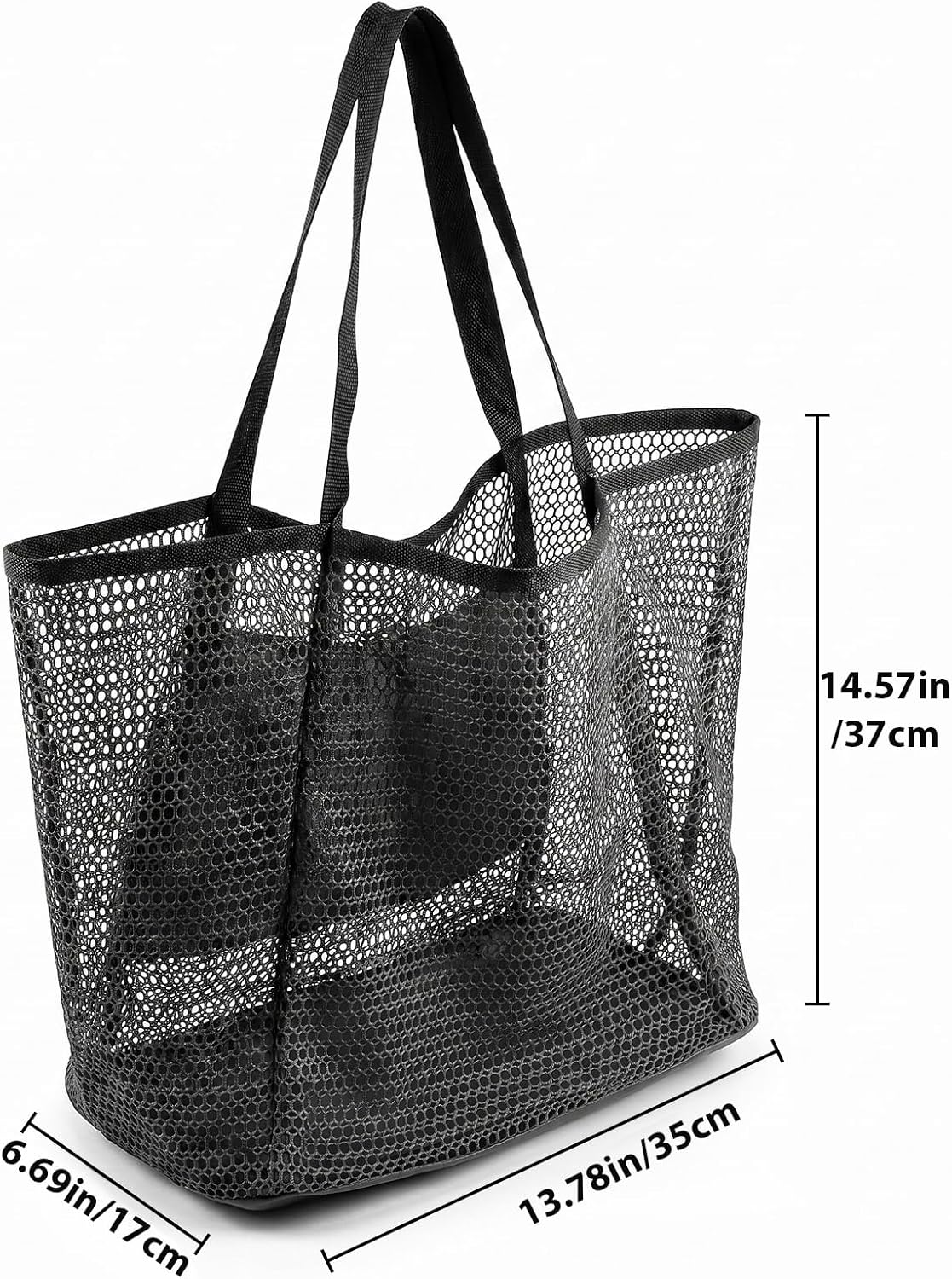 Foldable Mesh Tote Bag For Women, Summer Travel Beach Tote, Sandproof Nylon Mesh With Large Inner Pockets