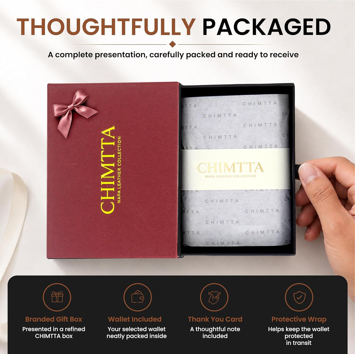 RFID Trifold Wallet for Men Genuine Napa Leather, Magnetic Closure