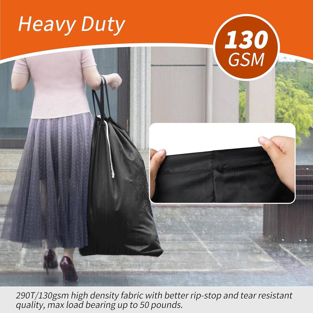 Polecasa Extra Heavy Duty X-Large Laundry Bag with Handles, Black, 28x36"