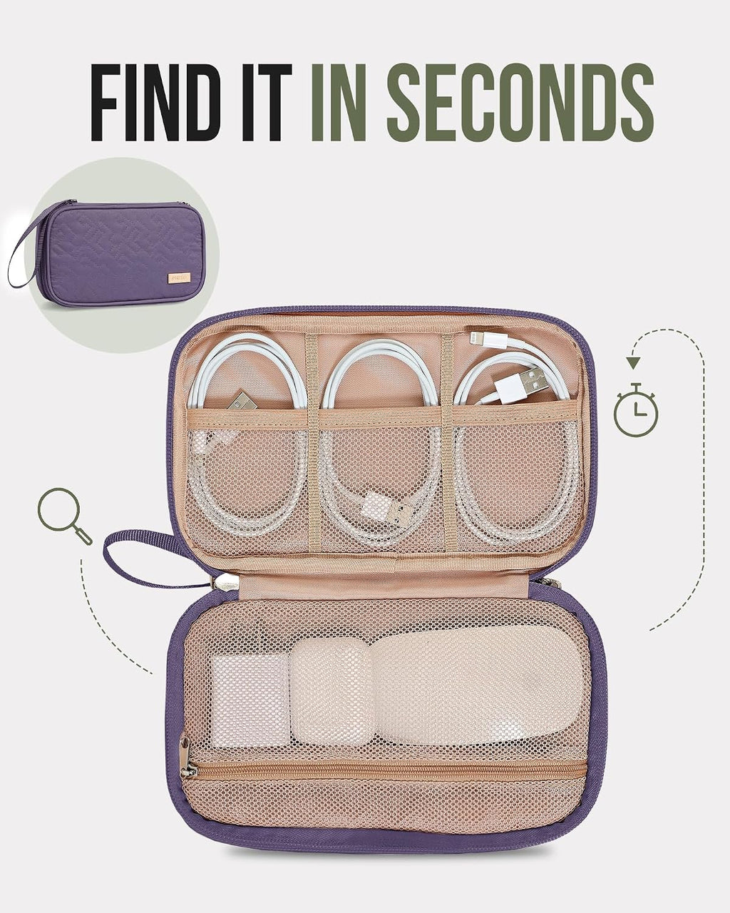 NISHEL Electronics Travel Organizer Cord Case, Charger Cable Tech Bag