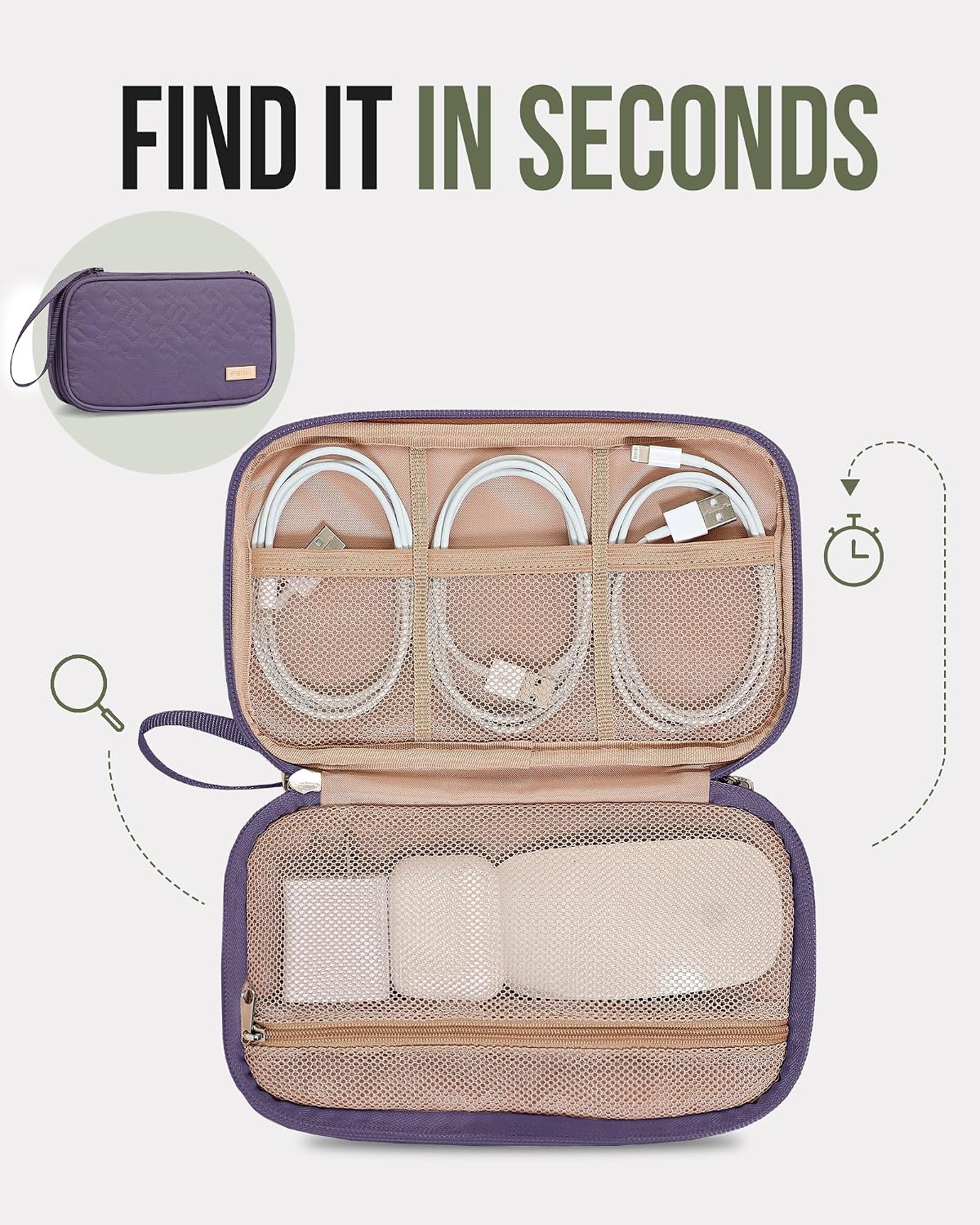 NISHEL Electronics Travel Organizer Cord Case, Charger Cable Tech Bag