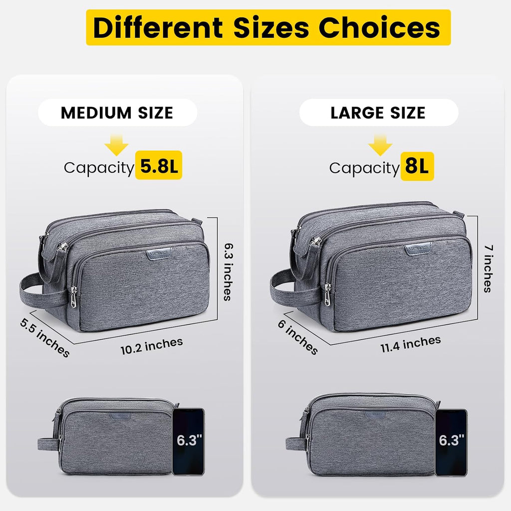 Vorspack Travel Toiletry Bag with Organized Compartment, Medium, Grey