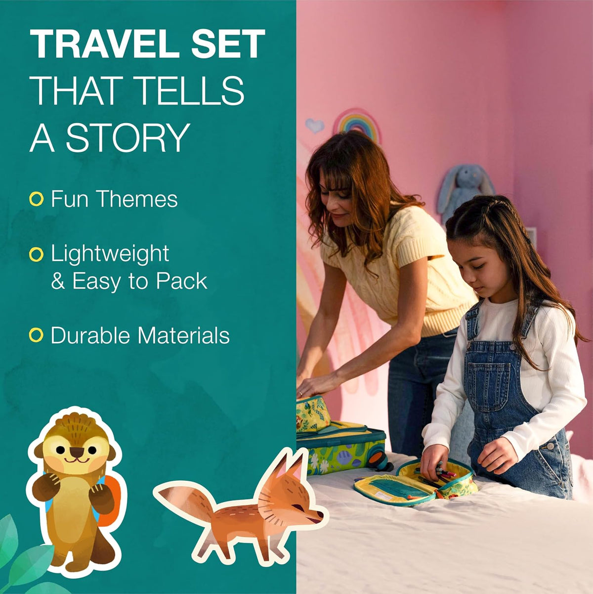 Traveler's Choice Kids JoJo the Bear's Travel Adventure, Jungle, 6-Piece Set (Carry-on, Packing Cubes, Luggage Tag)