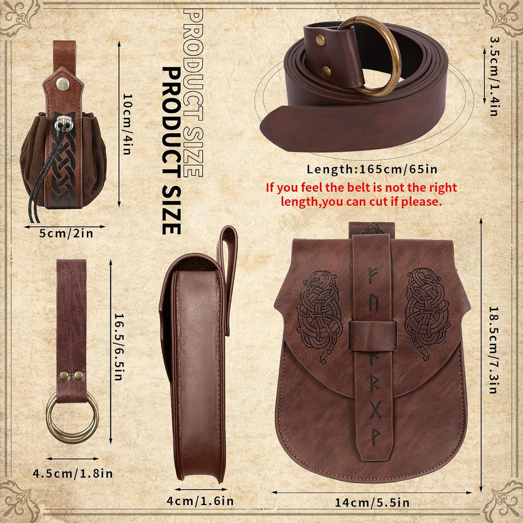Brown Renaissance Viking Pirate Belt Pouch
