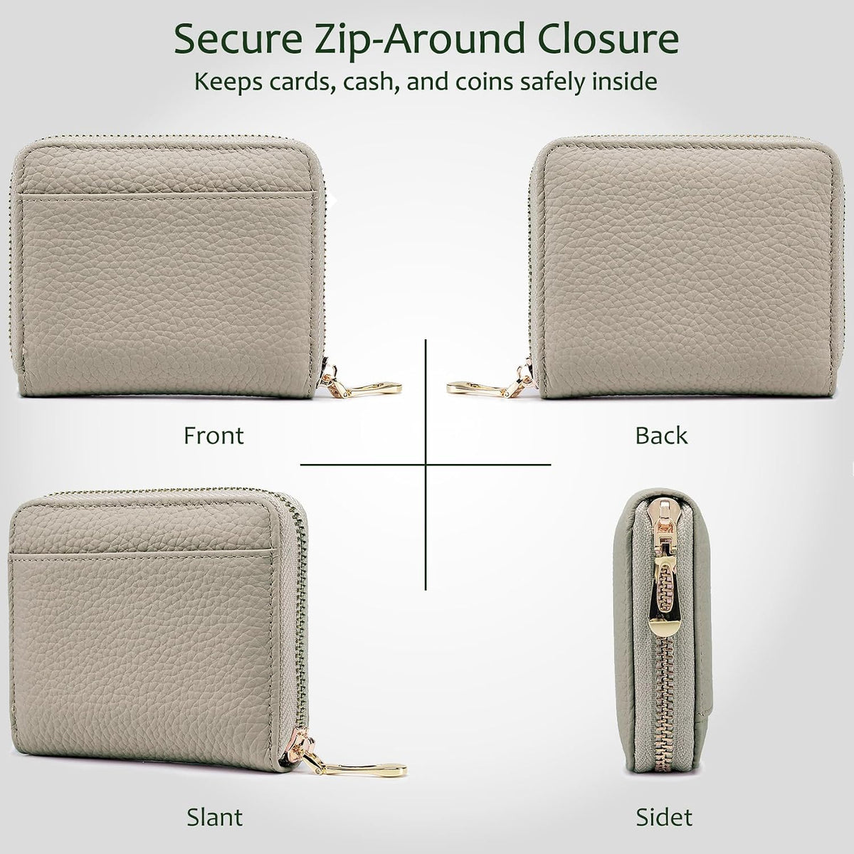 RFID Blocking Small Zip Around Wallet for Women, Slim Minimalist