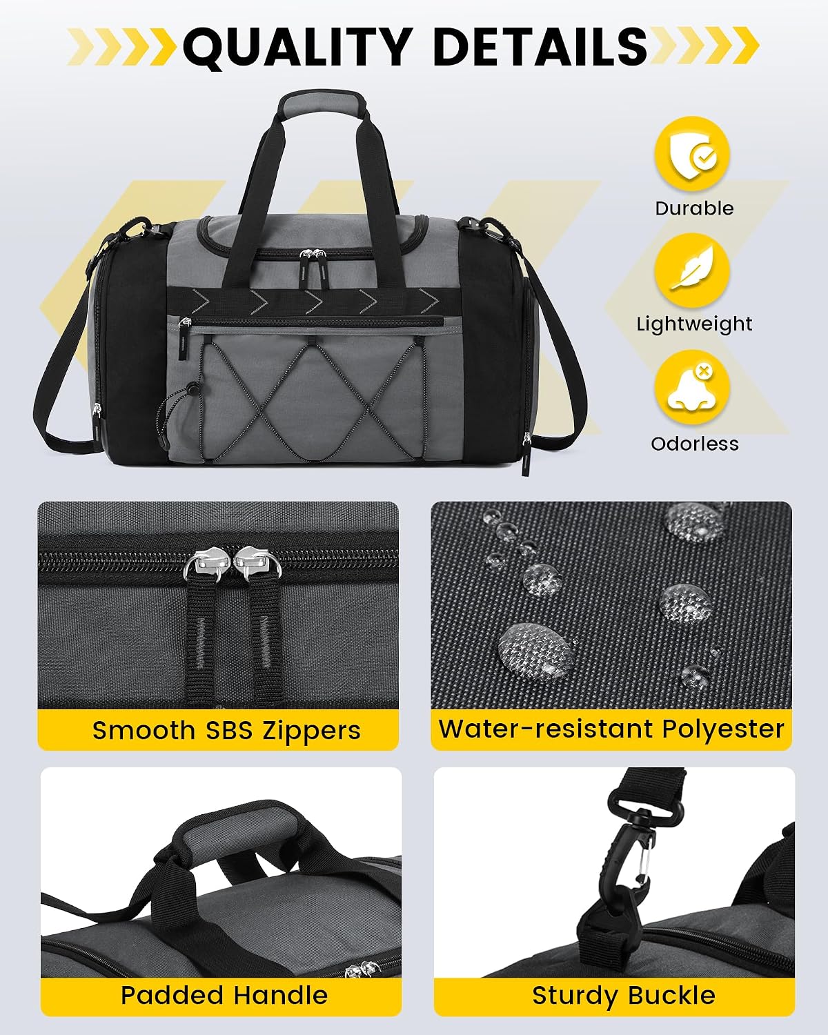 Vorspack 21 Inches Gym Bag for Men Women with Shoe Compartment - Grey